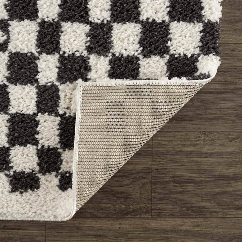Hauteloom Kieu Hallway, Kitchen Runner Rug - Plush Pile - Driftwood, Black White, Silverton - 2'7" x 7'3"