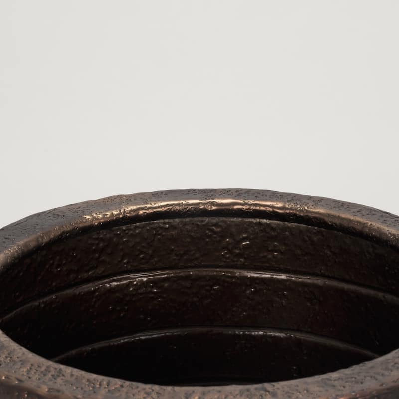 Aivana Large Antiqued Gold Metal Floor Vase