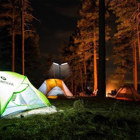 11200 Lumen LED Work Dual-Head Tripod Lights Construction with Remote - Black