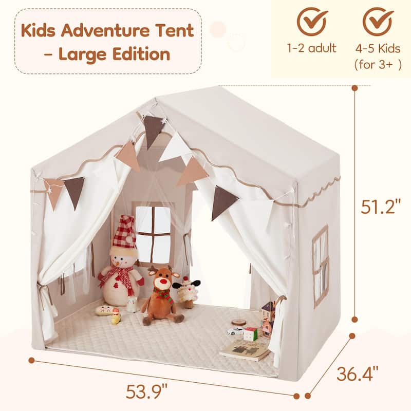 EROMMY Kids Tent Playhouse with LED Star Lights and Padded Mat, Large Indoor Toddler Tent for Boys and Girls.