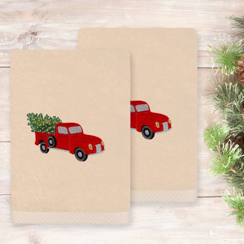 Authentic Hotel and Spa Christmas Truck 2 PC Hand Towel Set