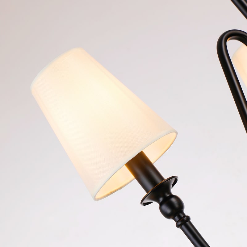9-light 43" Wide Classic Candle Design Beige Fabric Shaded Chandelier with 2-Tier