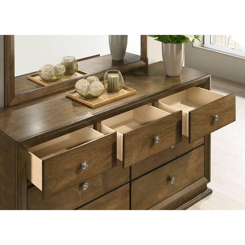 Walnut Finish 1pc Nightstand Transitional Style Bedside Table 2-Drawers Zinc Iron Bronze Metal Knob
