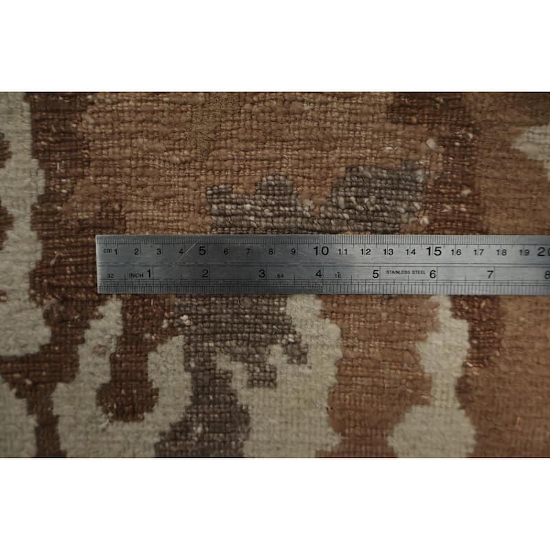 Hand Knotted Oriental Wool & Silk Carpet Modern All-Over Beige & Ivories Gabbeh Area Rug - 7' 4'' X 5' 4''