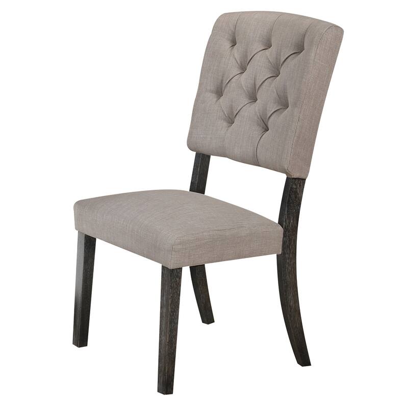 HomeRoots Set of Two Tufted Gray Upholstered Linen And Solid Wood Open Back Dining Side Chairs