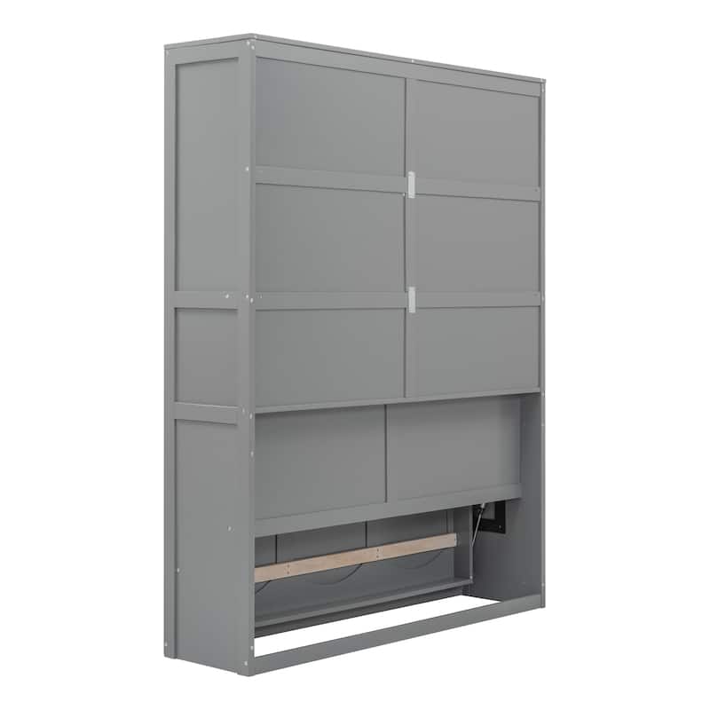 Queen Smart Murphy Bed with 2-Tier Storage Cabinet