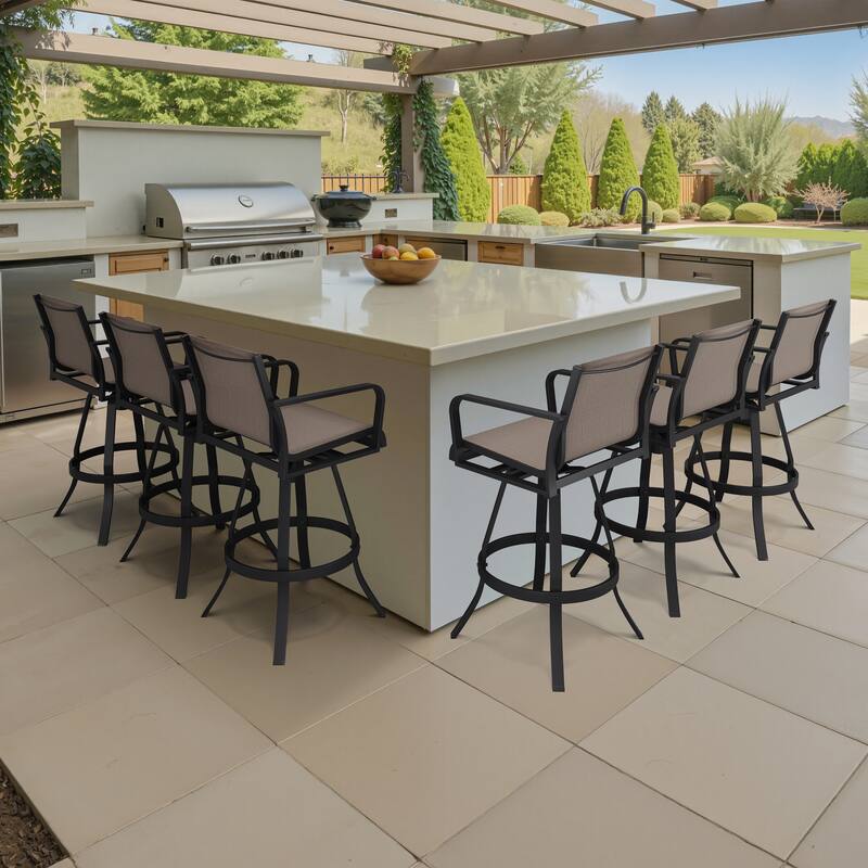 Outdoor Indoor All-weather Swivel Barstool Patio Bar Stools (Set of 2/4/6/8) - See Picture - Augustine Ashe - Sunbrella - 6PC