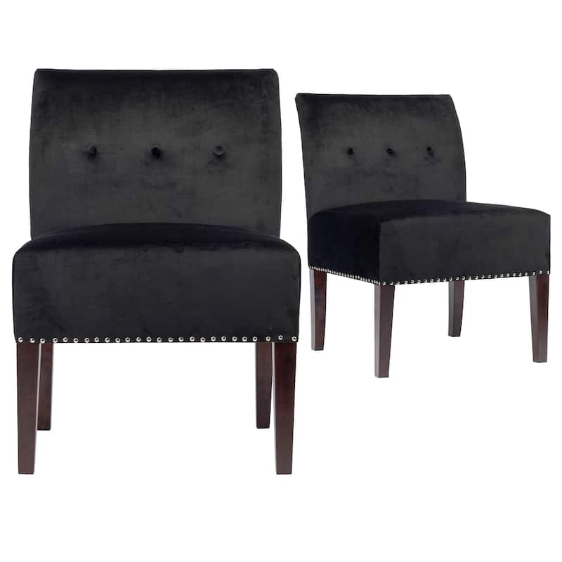 Samantha Indoor Living Room Velvet Slipper Chair by Sole Designs
