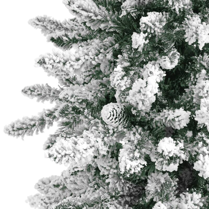 6' Flocked Livingston Fir Artificial Christmas Tree with Pine Cones