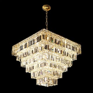 Luxury Crystal Chandelier 29" Wide Gold Square Pendant Chandelier