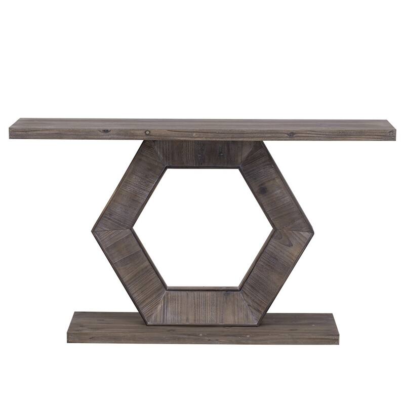 Modern Entryway Table W/Innovative Hollow Hexagon Leg Structure and Premium Fir Veneer Finish for Hallway, Entryway