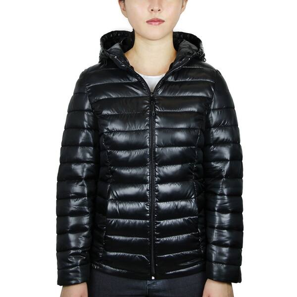ladies puffer coat with fur hood