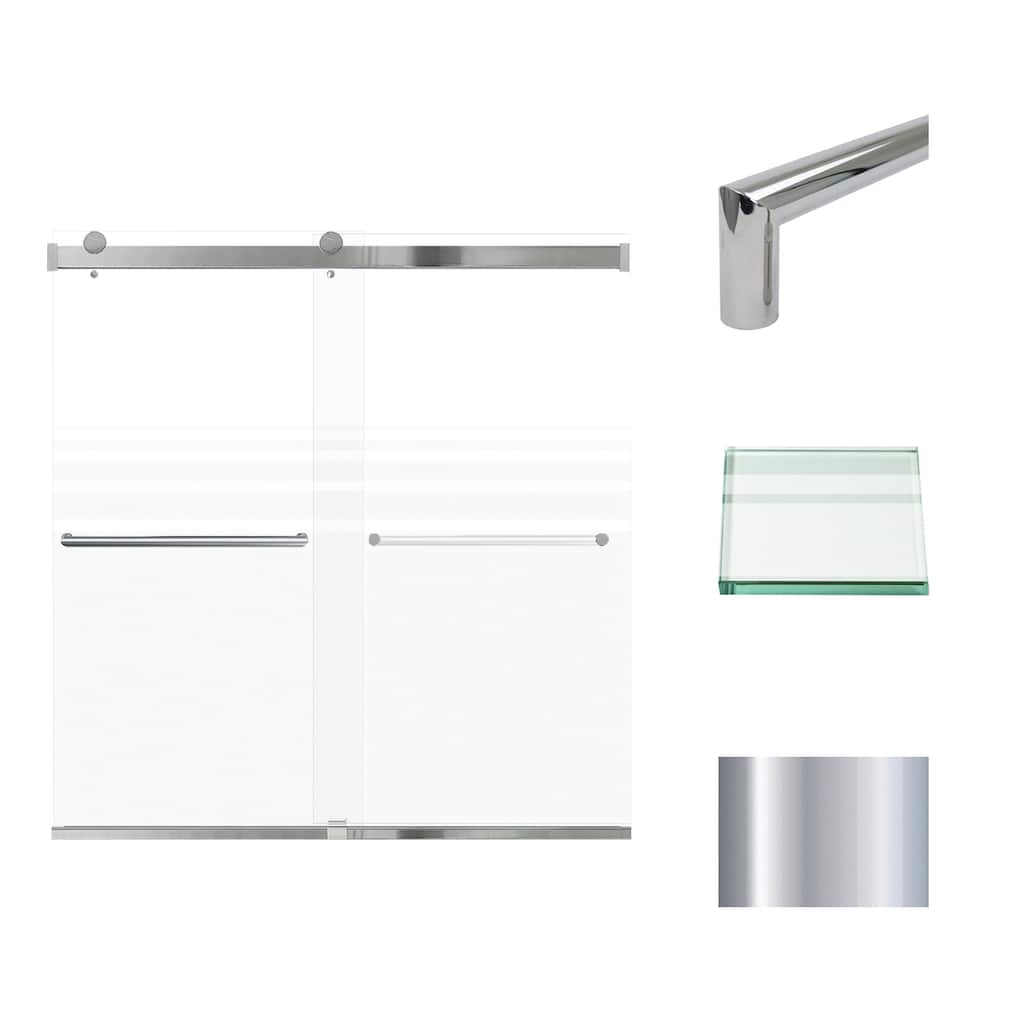 Brianna 60 in. W x 62 in. H By-Pass Frameless Shower Door with Frosted Glass - 56-60-in W x 62-in H