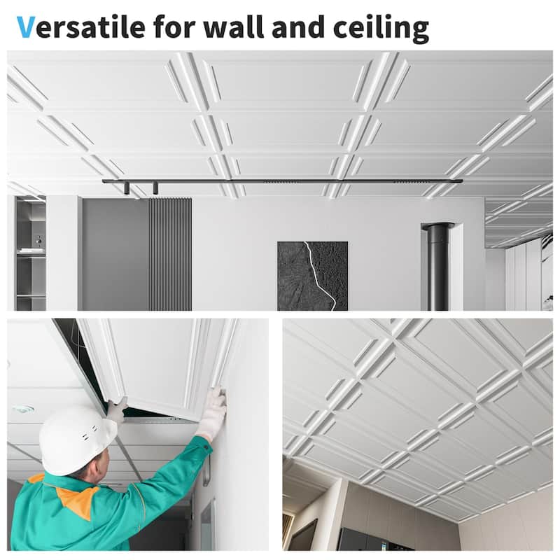 Art3d 12-Piece PVC 3D Ceiling Tiles Wall Panels, Minimalist Classic Style