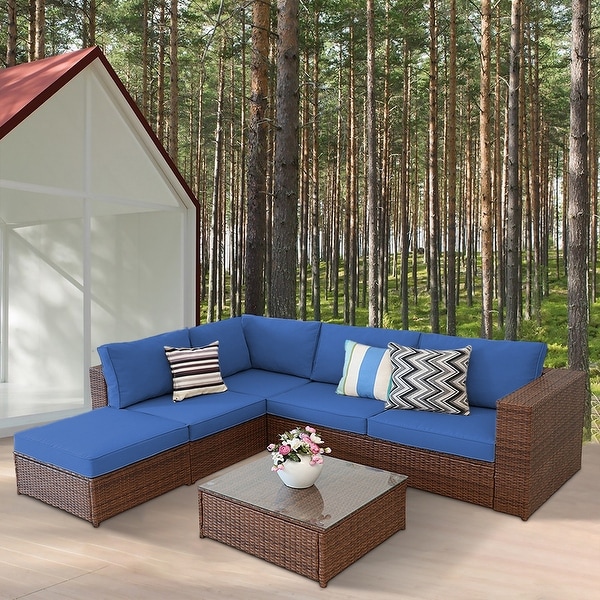 Patio Furniture Rattan 5 Person Seating Group with Cushions On Sale Bed Bath Beyond 34069760