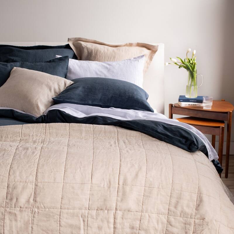 French Linen Box Stitch Quilt by BOKSER HOME