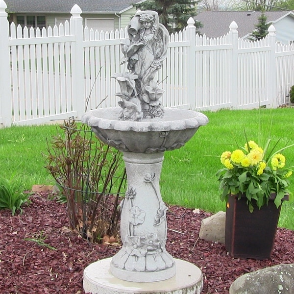 Sunnydaze Fairy Flower Solar on Demand Outdoor Water Fountain 42.5 Inches Tall