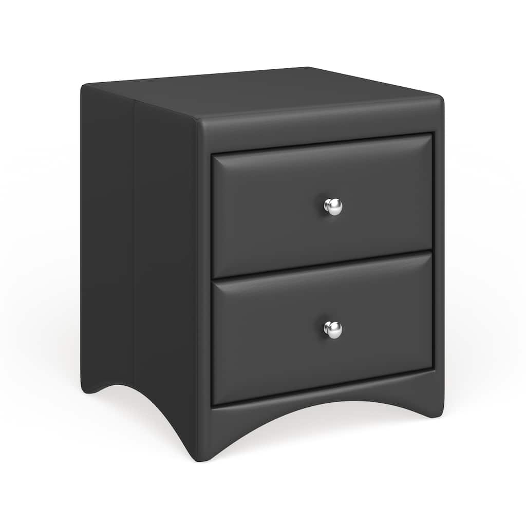 Baxton Studio Dorian Black Faux Leather Upholstered Modern Nightstand