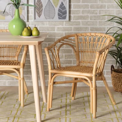 Kaka Modern Bohemian Natural Brown Rattan Dining Chair