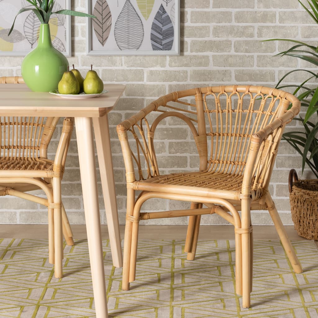 Kaka Modern Bohemian Natural Brown Rattan Dining Chair