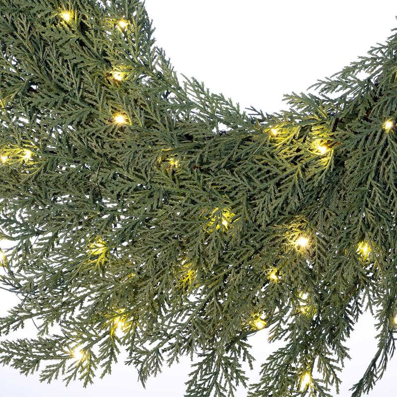 24 in. Pre-Lit LED Wreath - Cypress