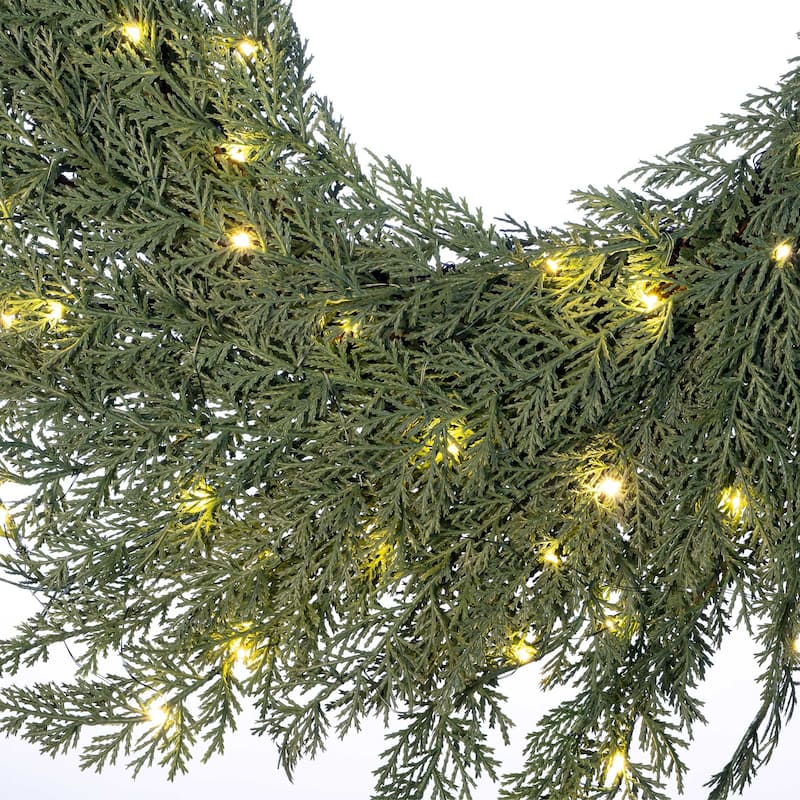 30 in. Pre-Lit LED Wreath - Cypress