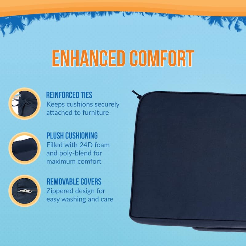 Island Retreat All-Weather Outdoor Solid Color Seat Cushion (Set of 2) - 18.5-in L x 16-in W x 3-in D