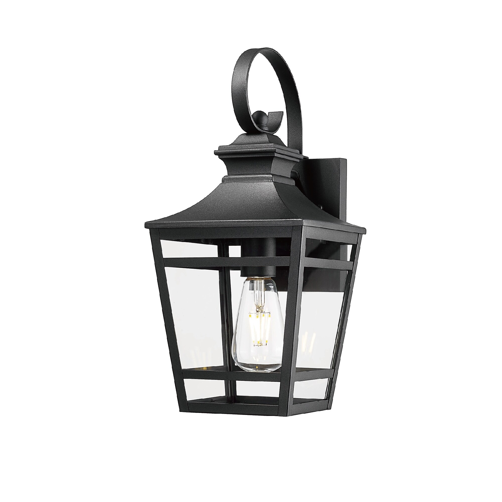 3-light Outdoor Fixture 15.4" Outdoor Wall Light Fixture – 3-Light Black Lantern With Clear Glass, Waterproof For Porch & Garage Waterproof Outdoor Wall Lamp