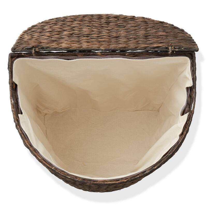 Half Moon Laundry Hamper Basket w Lid and Removable Liner for Clothes