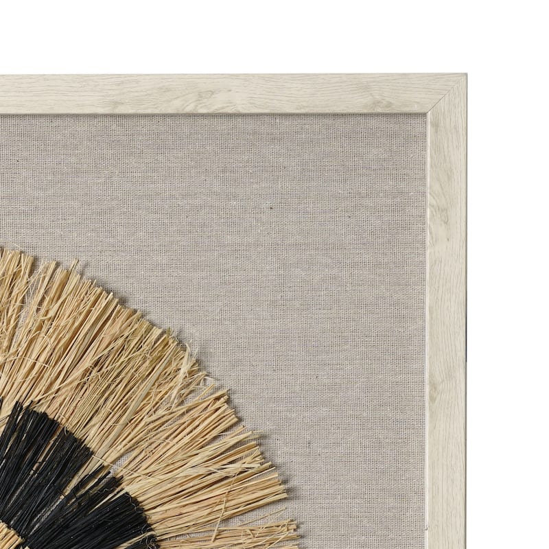 Handmade Framed Natural Straw and Linen Wall Art Decor - 23.5" x 23.5" - 23.5" x 23.5" - 23.5" x 23.5"