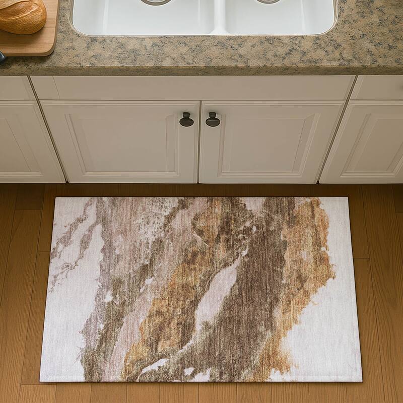 Premium Washable Super Soft Abstract Ranier Mayfield Rug - Brown - 1'8" x 2'6"