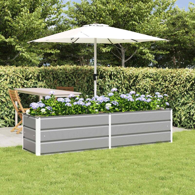 vidaXL Planter in Galvanised Steel - 39.37 x 19.69 x 17.72 - Grey - 76.77 x 19.69 x 17.72 in