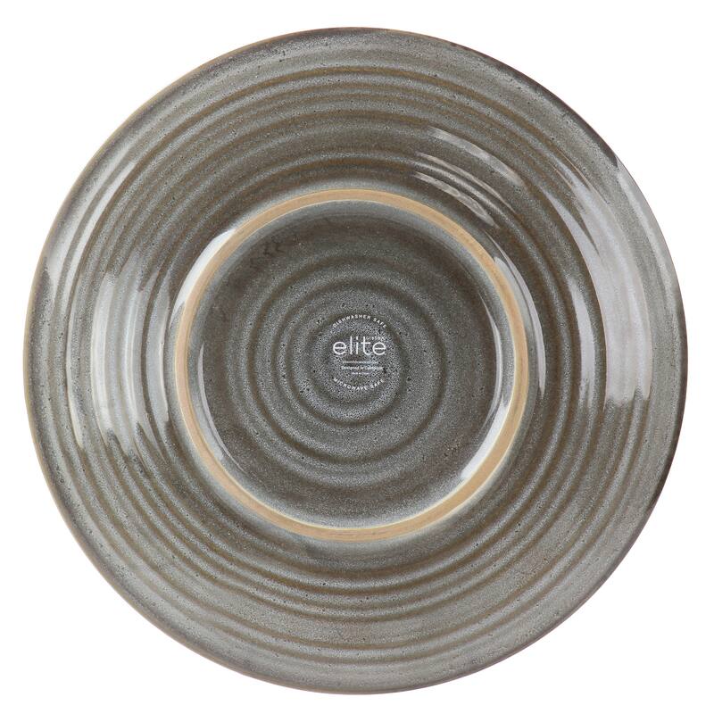 12 Piece Round Earthenware Dinnerware Set in Gray