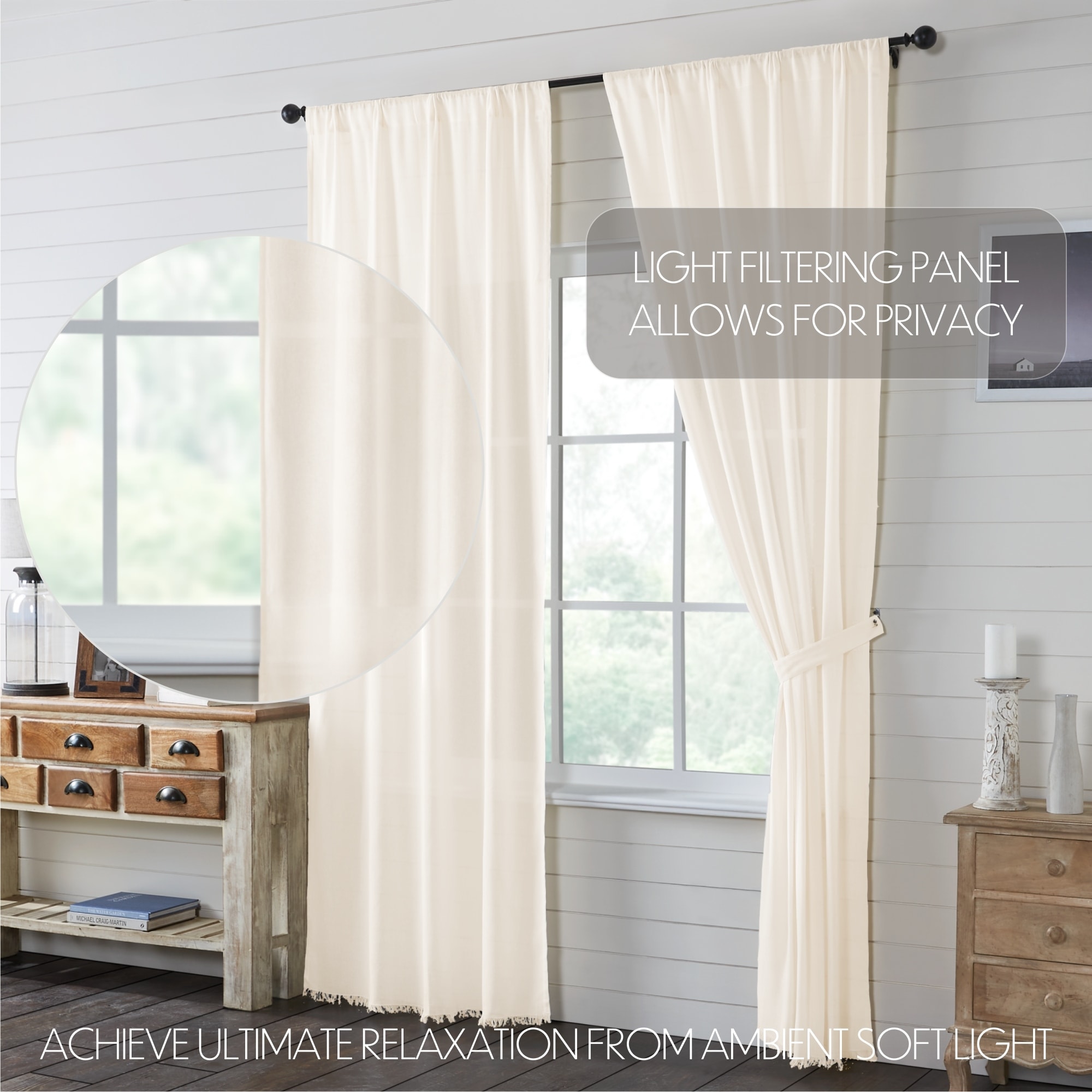 tobacco cloth curtain panels Fringed Prairie Set slip the curtain rod of your choice through each 3.25 rod pocket. Tobacco Cloth Door Curtain Panel