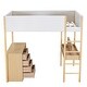 preview thumbnail 80 of 84, Modern Teddy Fleece Loft Bed with Storage Shelf, Drawers & Desk, Multi-Functional Wood Loft Bed Frame w/Soft Padding