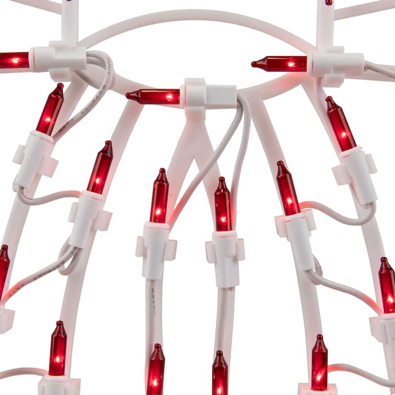 Lighted Bow Window Silhouette Christmas Decoration - 14" - Red Lights