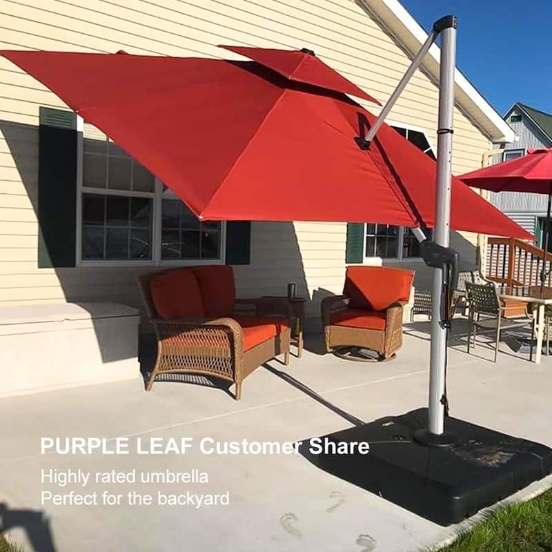 PURPLE LEAF Double Top 9x11/9x12/10x12/10x13ft Rectangle Umbrella Large Cantilever Outdoor Classic Umbrella