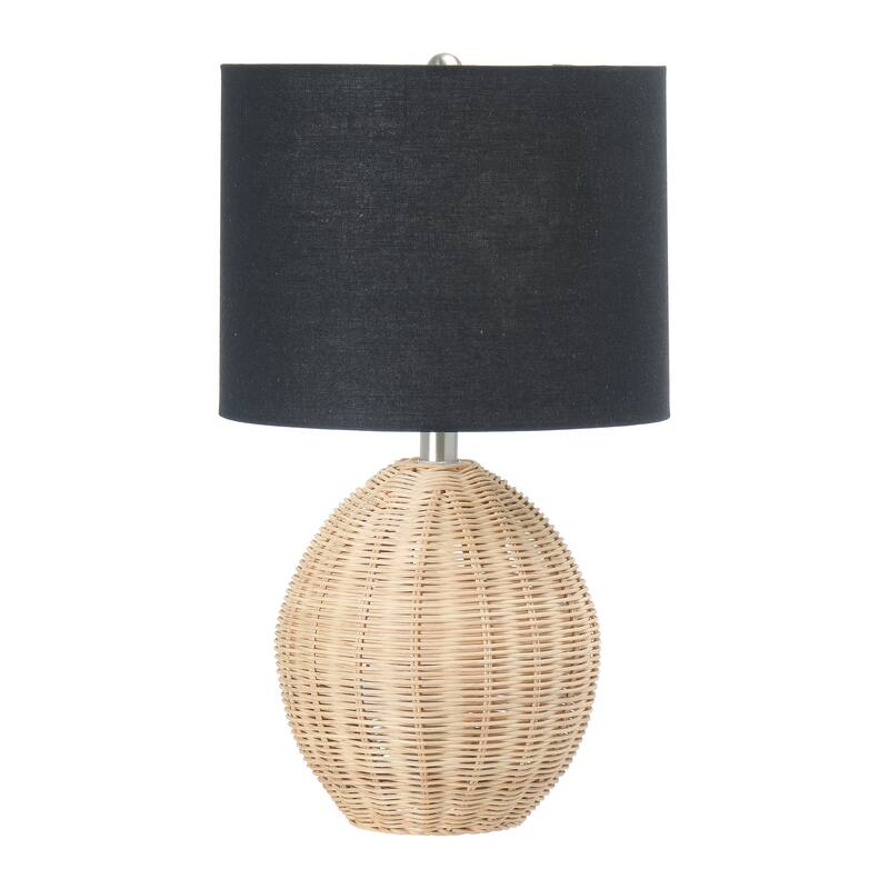 Woven Rattan Table Lamp with Drum Shade - Natural