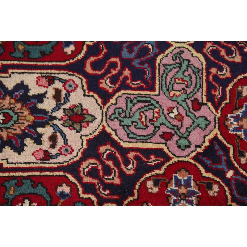 Hand Knotted Oriental 100% Wool Carpet Traditional Floral Red Tabriz Area Rug - 16' 10'' X 10' 0''