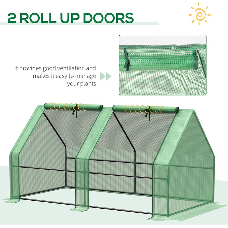 6' x 3' x 3' Portable Mini Greenhouse Outdoor Garden with Large Zipper Doors and Water/UV PE Cover