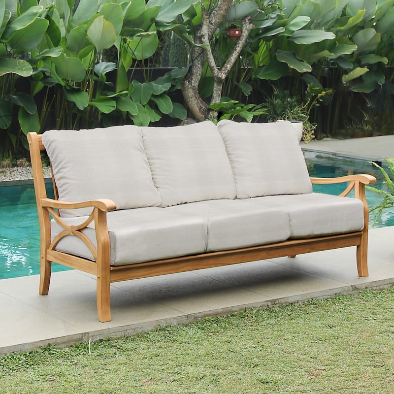 Cambridge Casual Lowell Outdoor Teak 3-Seater Sofa with Cushion