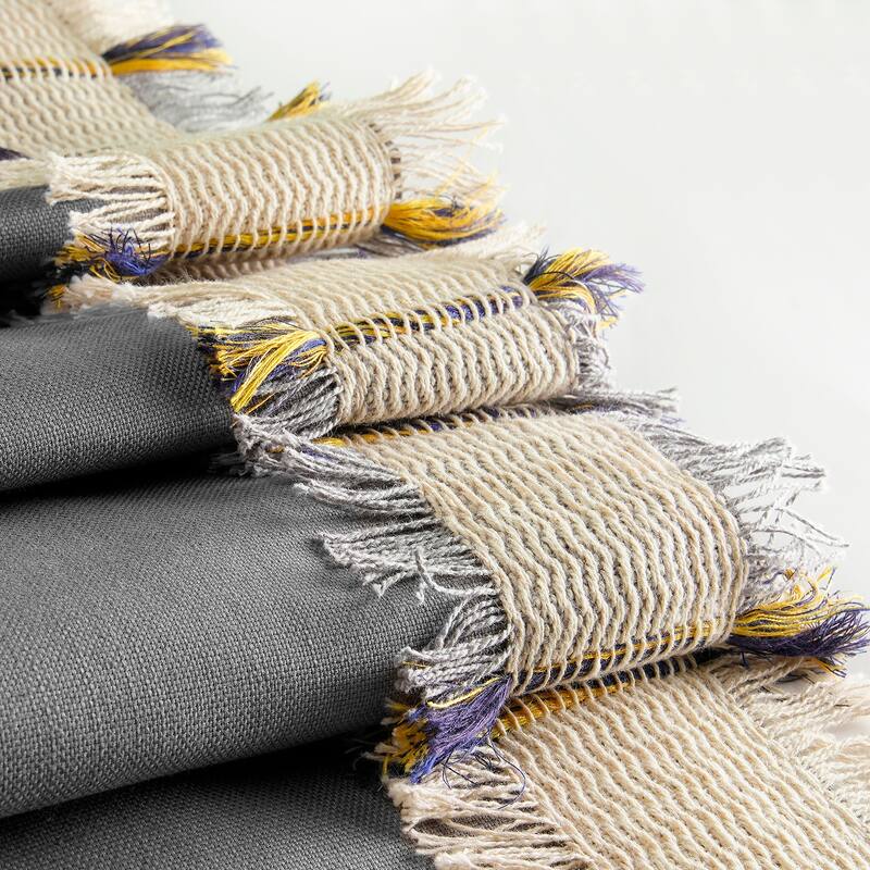 Exclusive Fabrics Bordered Textured Cotton Curtains For Bedroom & Living Room Curtains - Single Panel Drapes