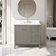 preview thumbnail 38 of 95, Vanity Art 36" Single Sink Bathroom Vanity Cabinet with Engineered Marble Countertop 36"/Golden Brushed Handle - Linear Driftwood Gray