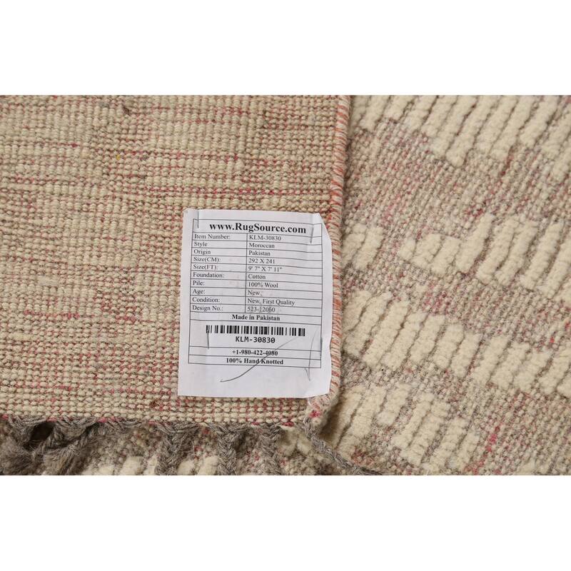 Moroccan Abstract Area Rug Handmade Wool Carpet - 7'11"x 9'7"