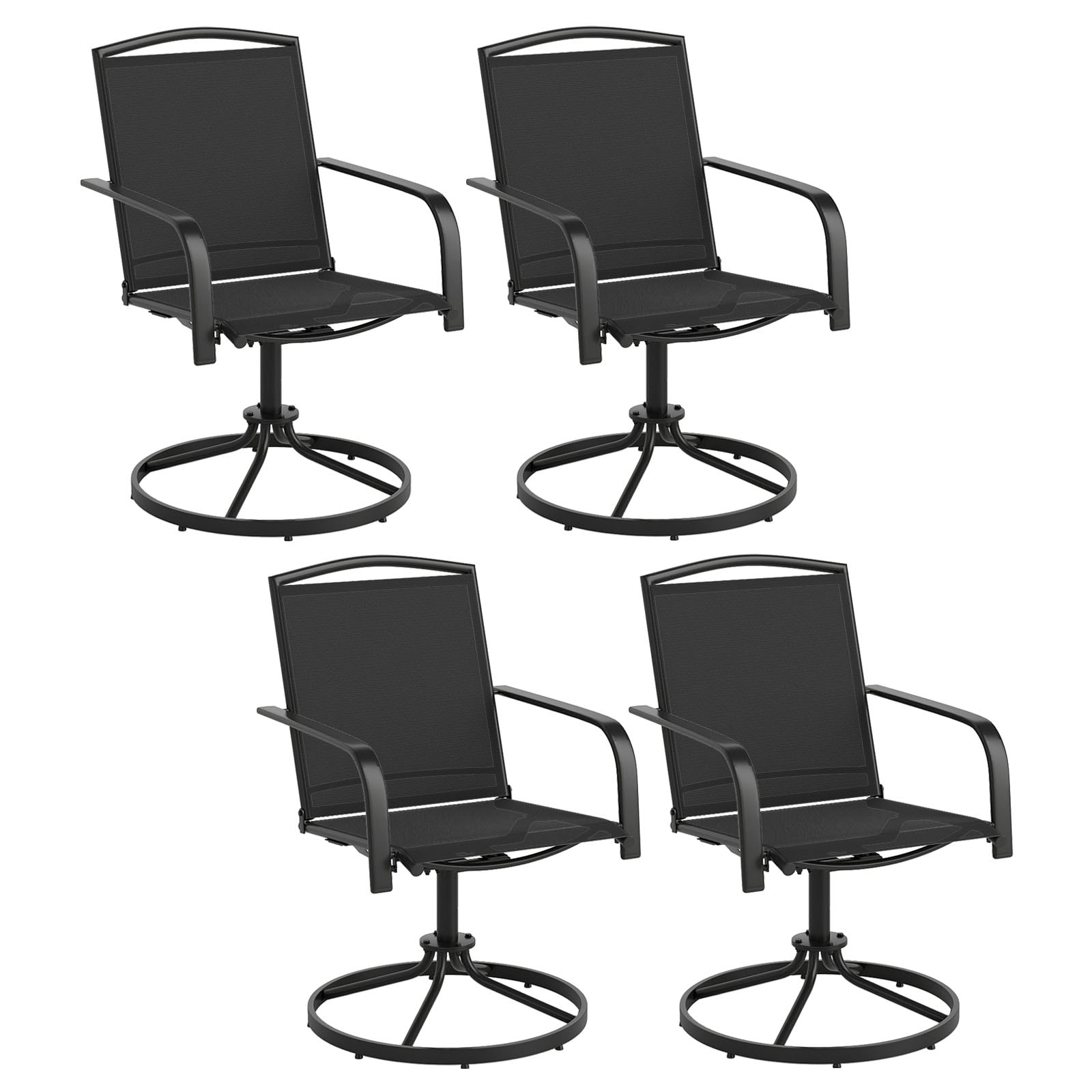 Gymax Patio Swivel Chairs Set of 4 w/ High Back & Round Metal Base for