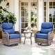 preview thumbnail 74 of 187, Outdoor Patio Sofa Swivel Chair with 6-Inch Thick Cushions Set 3PCS Swivel Chair w/ Table - Grey Wicker Blue Cushion