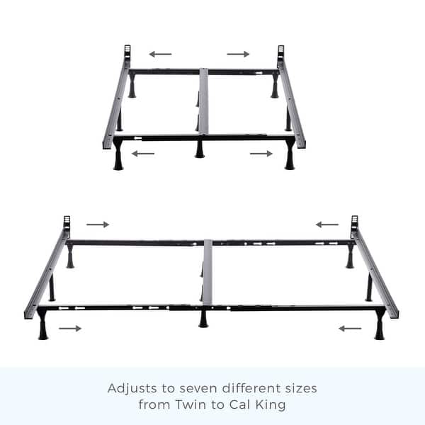Brookside Universal Adjustable Metal Bed Frame With Center Support Rug Rollers Or Glides Overstock 12331927