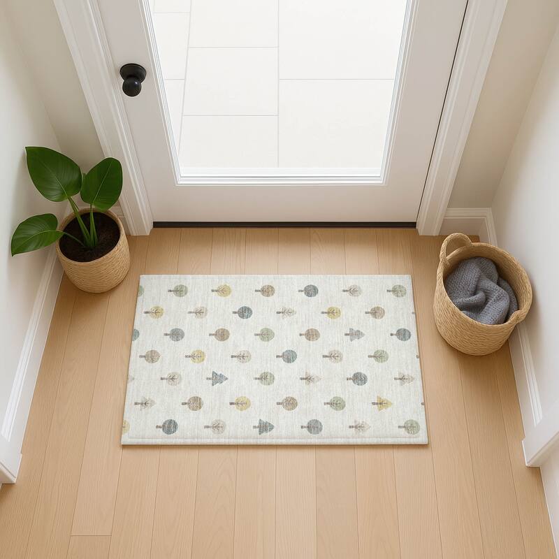 Machine Washable Indoor/ Outdoor Modern Mulvane Chantille Rug