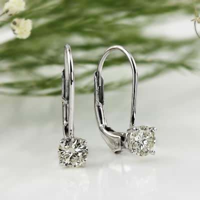 Auriya Round Solitaire Diamond Earrings 1 carat TW 14K Gold (K-L, I1-I2) - 5mm
