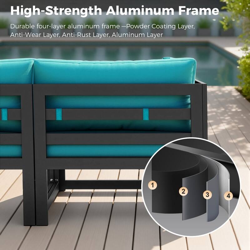 11-Piece Luxury Aluminum Outdoor Furniture Set with Chaise Lounge & Fire Pit Table, 29" Deep Seating Aluminum Patio Sectional